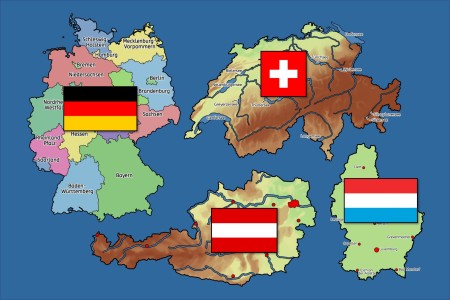 Landkarten Deutschland Oesterreich Schweiz Luxemburg